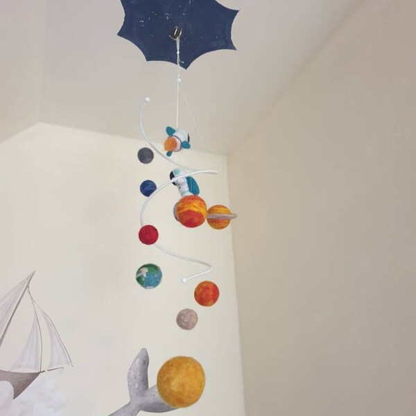Solar System Mobile Nursery Outer Space Mobile Crib Felt Planets Mobile ...