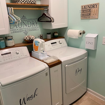 Washer and Dryer Vinyl Decal Set Wash and Dry Decal - Etsy