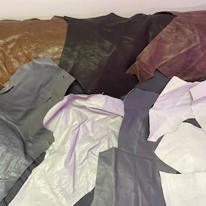 FREE ALMOST Leather Scraps Pay Only Shipping and Listing Fee 1 Lb.  Approximately Variety of Textures/shapes/finishes/types 