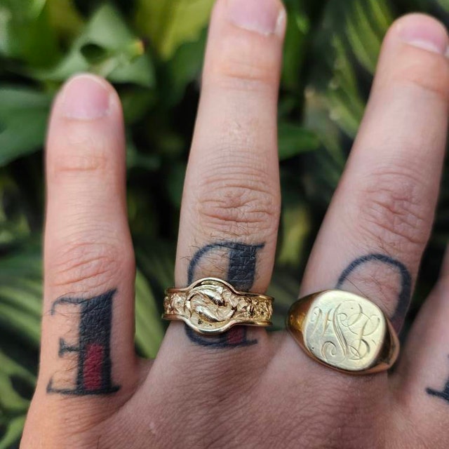 アクセサリー ryota Kajioto 10k Gold Japanese Koi Fish Band Ring, Japan Ornament Carp