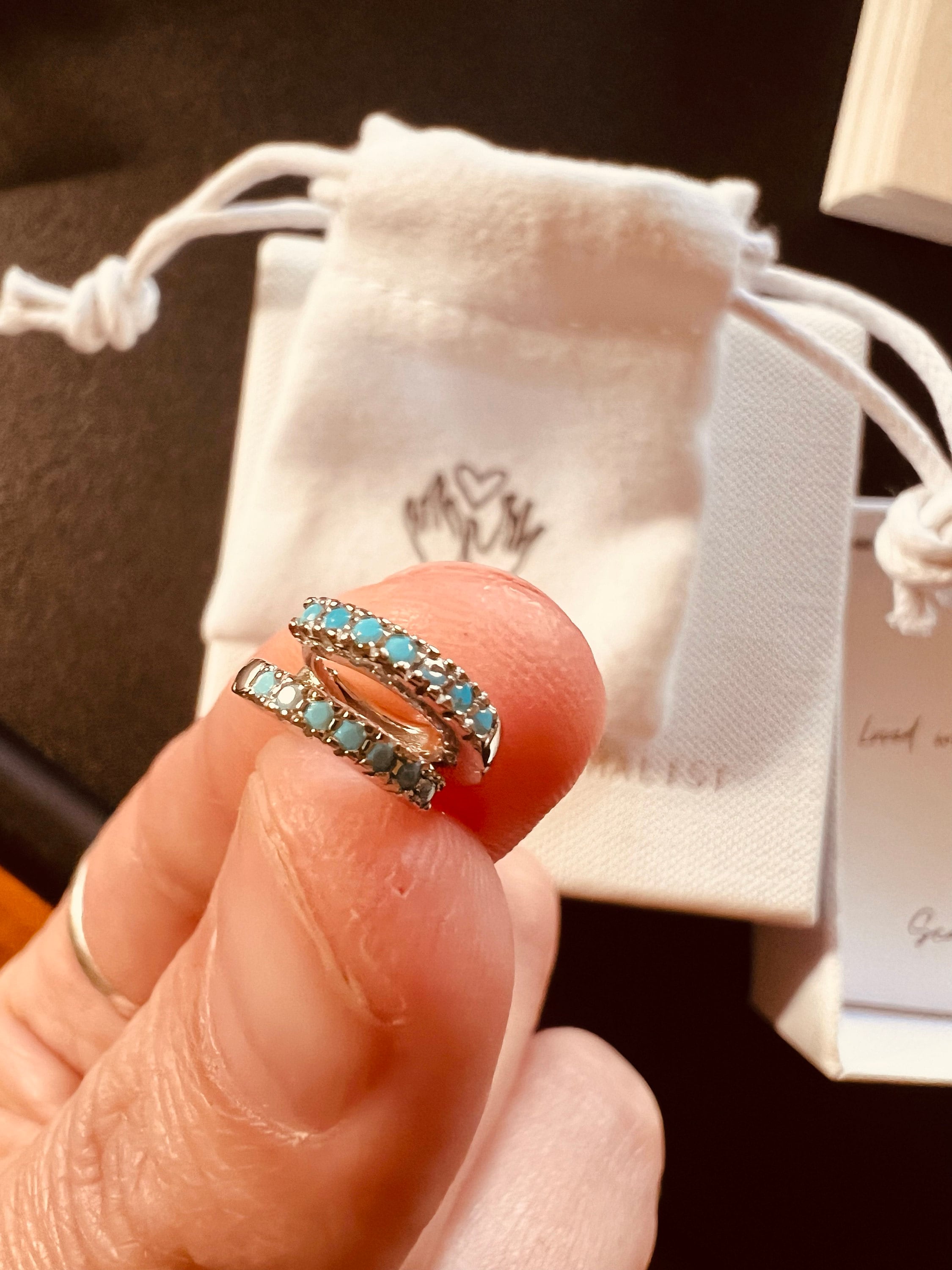Turquoise Huggie Earrings • Small Hoop Earrings • Perfect Boho Gemstone Earrings • Summer Earrings • Birthday Gift for Her • ER144