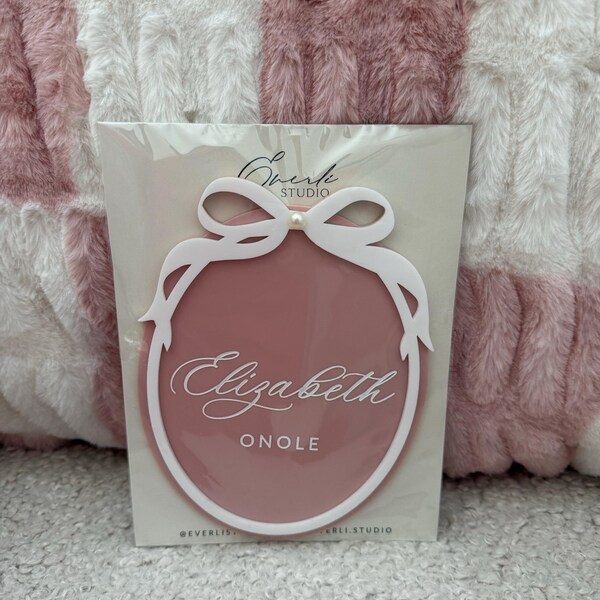 Oval Ribbon Bow Baby Name Sign, Baby Announcement Sign, Newborn Arrival ...