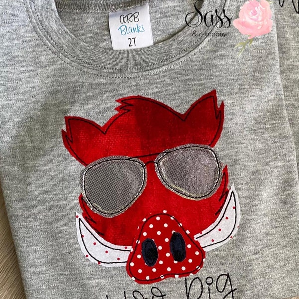 Applique Razorback Razorback With Sunglasses Bean Stitch Applique Design - Etsy