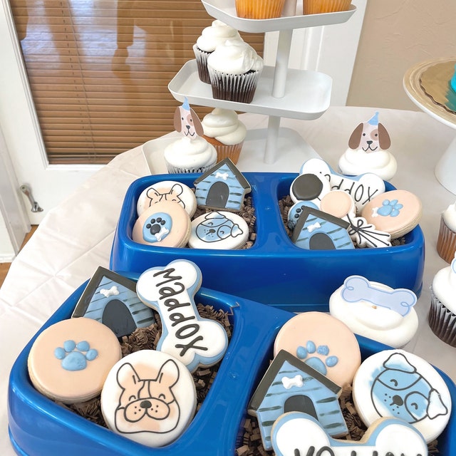Rsstarxi Paquete De 40 Adornos De Doble Cara Para Cupcakes Para Perros Y Mascotas, Para Decoración De Pasteles De Cachorros, Para Fiestas Temáticas De Niños