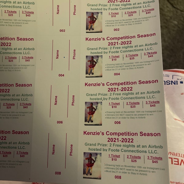 Full Color Raffle Tickets Custom Printed Raffle Tickets With Perforated Stub | Full-color Design ...