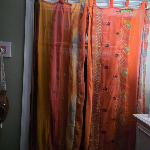 Boho Curtain Indian Saree Curtains | Handmade Patchwork Curtains for ...