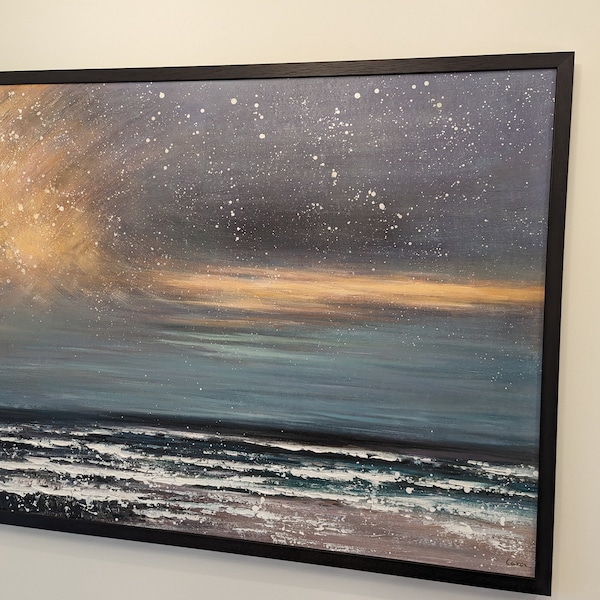 Large Starry Sky Painting Original Sky Abstract Painting Large Sea Oil ...