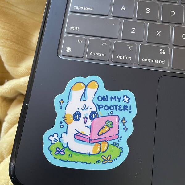 Scampter Rabbit Pooter Computer Rabbit Sticker - Funny Kawaii Laptop Decal - Etsy