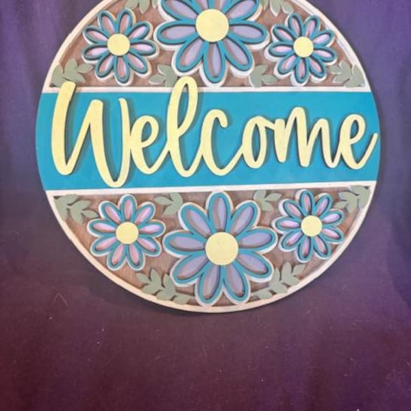 Welcome Flower Pattern Sign, Digital Download, SVG Laser Cut File ...