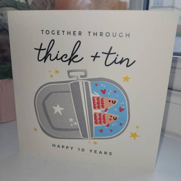 10 Year Anniversary Card for Husband, Wife 10th Anniversary Card, Tin ...