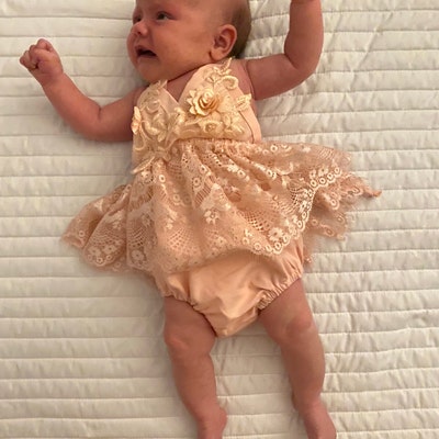 Pink Lace Gathered Dress For Baby Girls main image 1