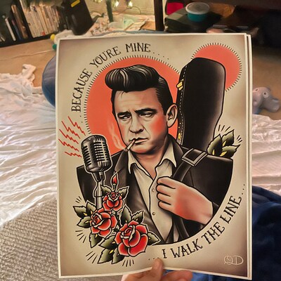 Johnny Cash Tattoo Flash Art Print - Etsy