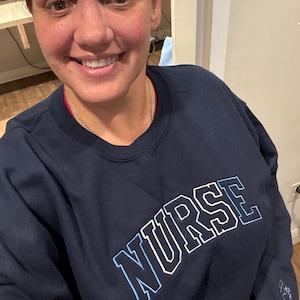 Embroidered NURSE Athletic Block Gemma Sweatshirt | Nurse Pullover Sweatshirt | Gift for Grad | New Nurse Gift | Nurse Crewneck Sweatshirt