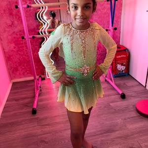 green emerald velvet dress Ice Princess Figure Skating Dress by Tania Bass White