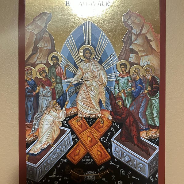 Resurrection of Jesus Christ Icon Handmade Greek Orthodox Byzantine ...