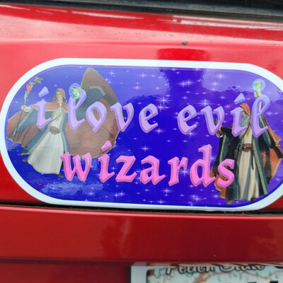 I Love Evil Wizards Funny Bumper Sticker Weatherproof 5x2 in Gift ...