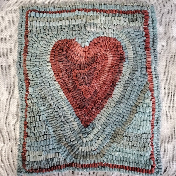 RUG HOOKING KIT - Primitive Folk Art Heart on Linen - Etsy