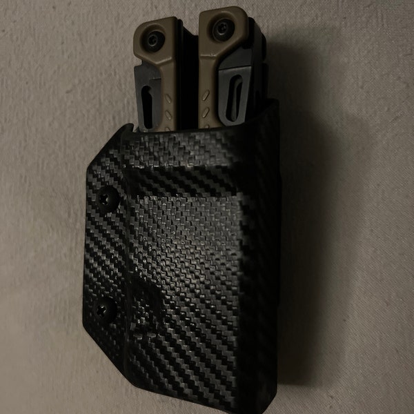 Clip & Carry Kydex Multitool Sheath For Leatherman SIGNAL - Made In USA (Multi-tool Not Included) Multi Tool Holder Holster (Carbon Fiber Orange