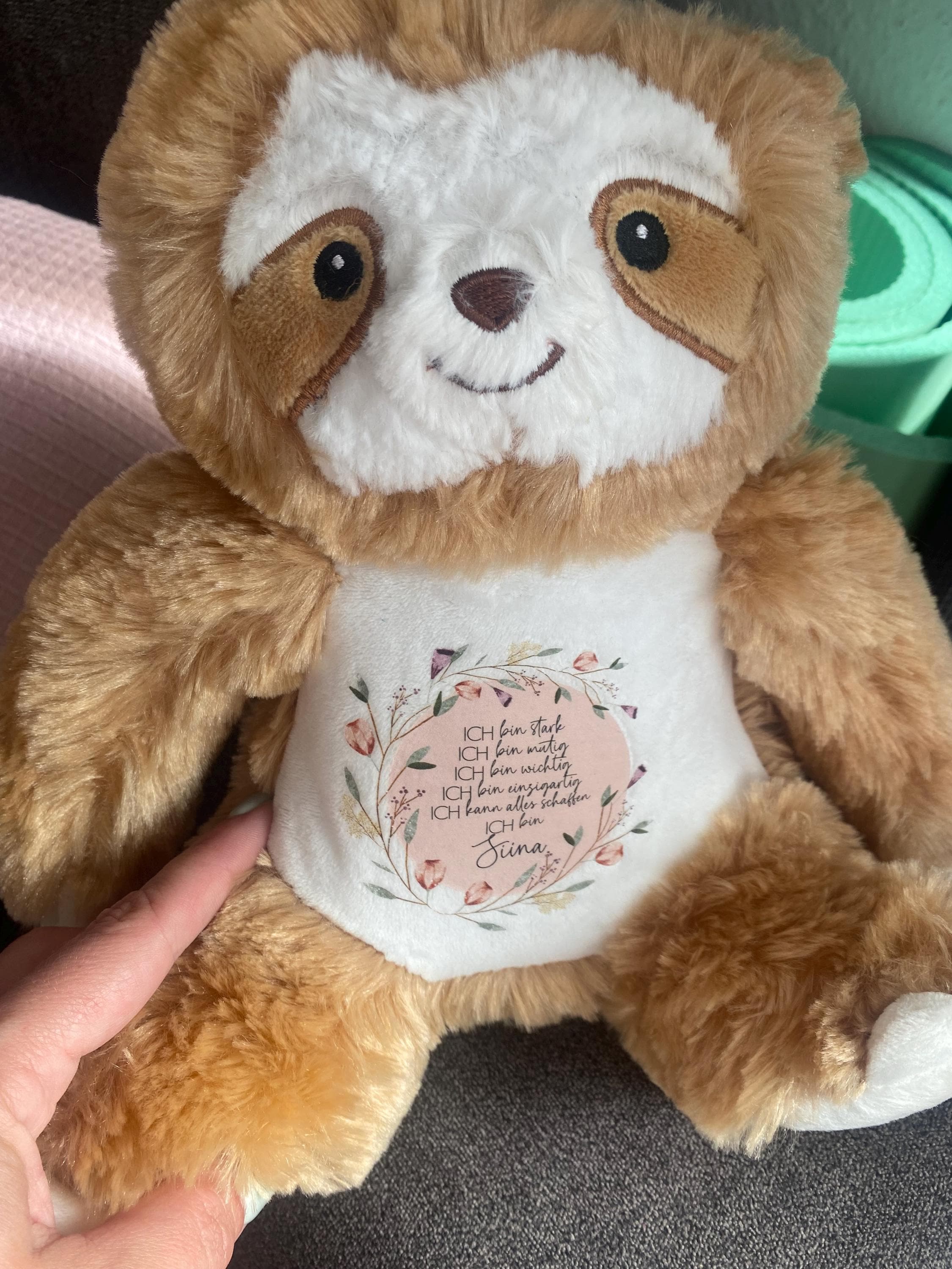 personalized plush toy | cuddly toy | school enrollment gift | gift for children | owl, sloth or rabbit | affirmation |