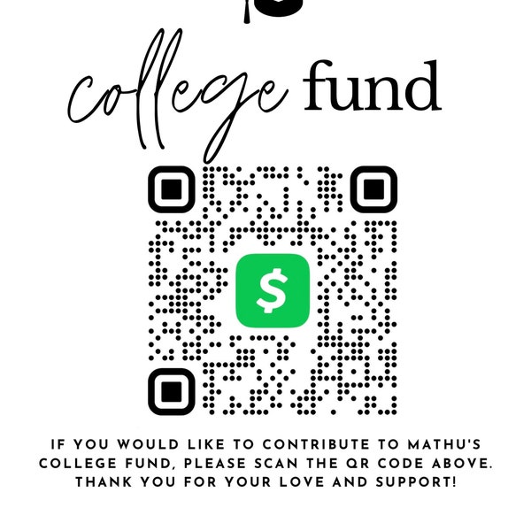 Minimalist College Fund QR Code Sign for 2023 Graduation Party, Modern ...
