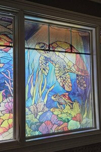 Victorian Floral Stained Glass Window Film – Decorative Frosted Glass Privacy Sticker, Custom Sizes, Static Cling, Non-Adhesive, Home Décor