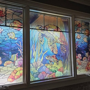 Custom Size Window Film Frosted Stained Glass Films Rainbow Effect Privacy Decorative Static Cling Sticker For Home Kitchen Bathroom Office