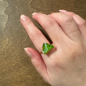Customer photo from fushigihu, Statement Raw Peridot Ring, Yellow Gold August Birthstone