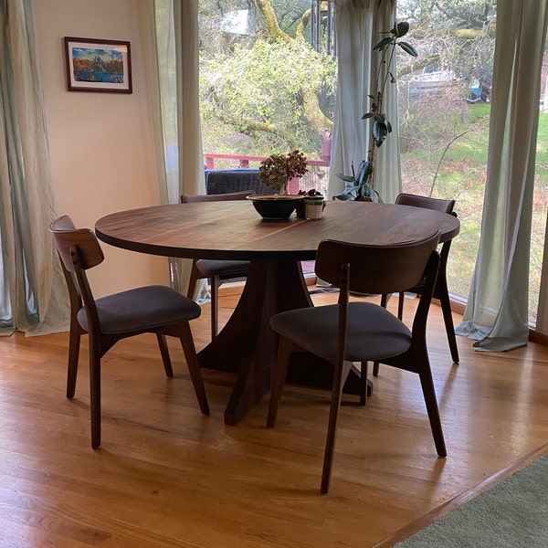 Solid Walnut Round Dining Table - Etsy