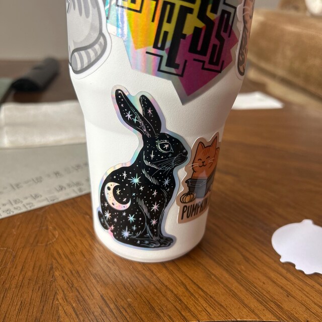 Witchy Goth Celestial Rabbit Sticker: Magical Moon Bunny Decal - Etsy