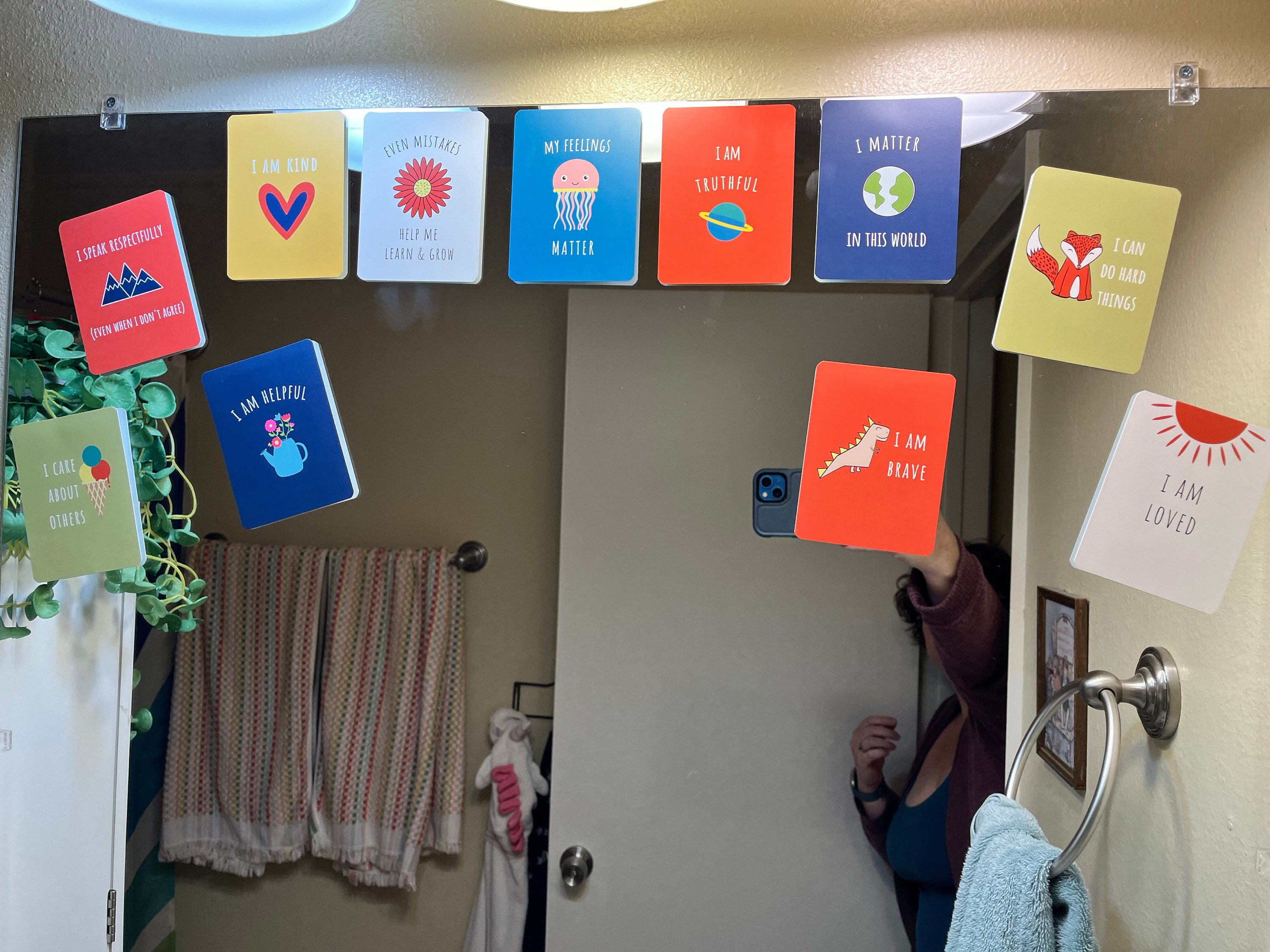 Kids Positive Affirmation Cards Set. Mindfulness gift for children to practice meditation and affirm truths.