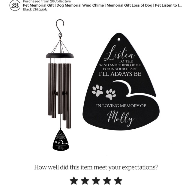 Dog memorial wind chimes personalized top