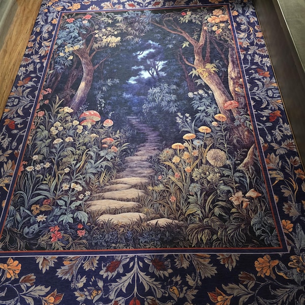 Magical Forest Rug Magical Woodland Mushroom Rug | Fairytale Theme Woodland Botanical ...
