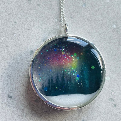 Northern Lights Necklace / Aurora Borealis / Rainbow / Woodland ...
