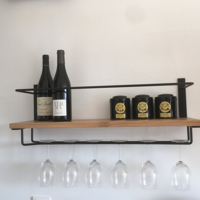 Portabicchieri Da Vino Sotto Mensola | Nero, 18 Cm | Set Di 2 Per Cucina O Bar