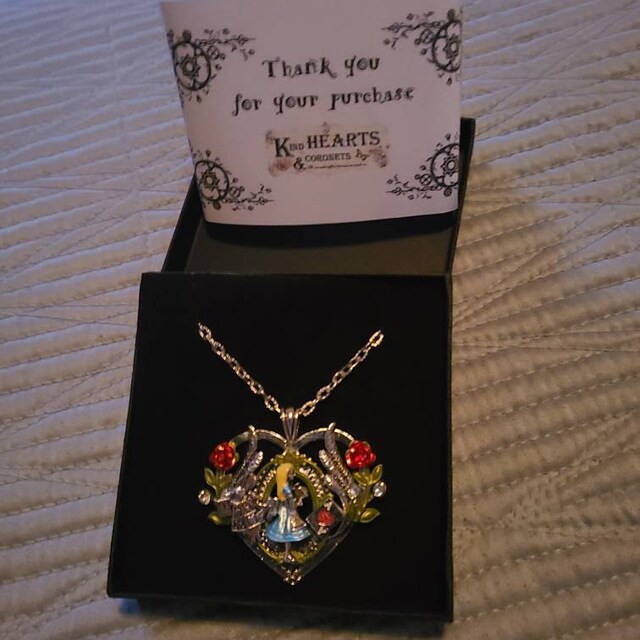 Hand-painted Alice in Wonderland-inspired Heart-shaped