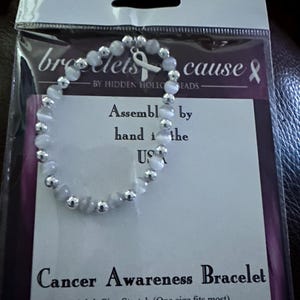 Grey (Brain cancer) 6mm Stretchy Cancer Awareness Bracelet, Packaged. FIts Most Adults. Great for Fundraisers or Showing support.