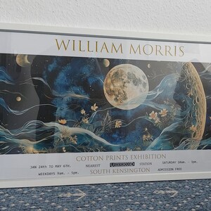 Panoramic Print, William Morris Moon, Vintage Botanical Wall Art