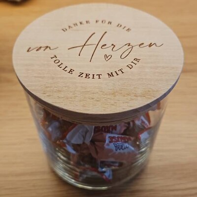 Personalisiertes Naschglas Mit Holzdeckel – 530 Ml, Graviert Mit Namen & Sternen