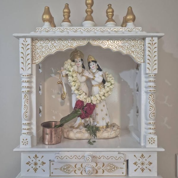 Maa Durga Gold-Plated Mini Mandir with Yantra, Mantra & Charan | Spiritual Gift & Home main image 1