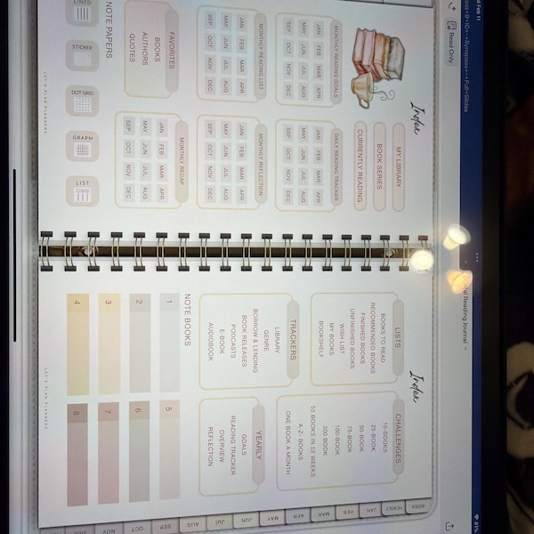 Reading Journal Digital Planner for iPad & Android Gift for Book Lover ...