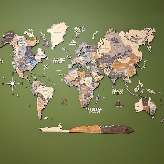 Wooden World Map Enjoy The Wood, Home Decor, World Map Wall Art