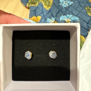 Customer photo from Keri, Dainty Raw Sapphire Earrings in Silver