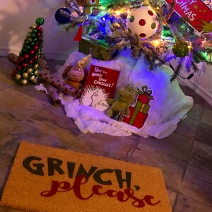 Grinch Please Funny Christmas Door Mat Funny Christmas Doormat ...