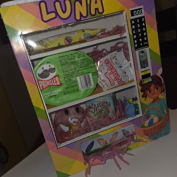 Vending Machine Easter Basket Template and Coin Slot Editable in