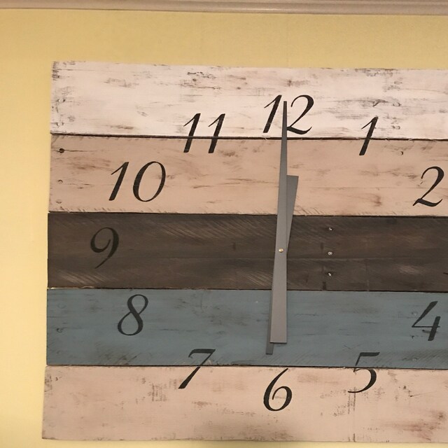 Large Wall Clock Beach House Style Reclaimed Pallet Wood Etsy