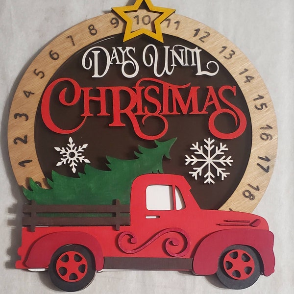 Days Until Christmas Countdown SVG Laser Cut Files: Tree Truck SVG ...