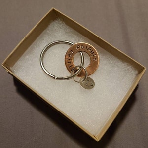 Kindred Key Chain KINDRED SPIRITS Gift - Copper Washer Key Ring and Sterling Silver Heart ...