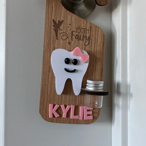 Personalized Tooth Fairy Door Hanger Baby Shower Gift Tooth Jar Money ...