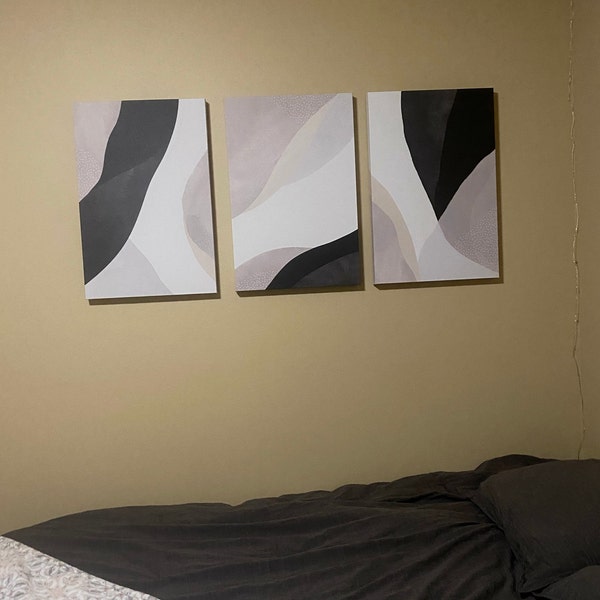 Bedroom Wall Art, Black and White Wall Art, 3 Piece Art Prints