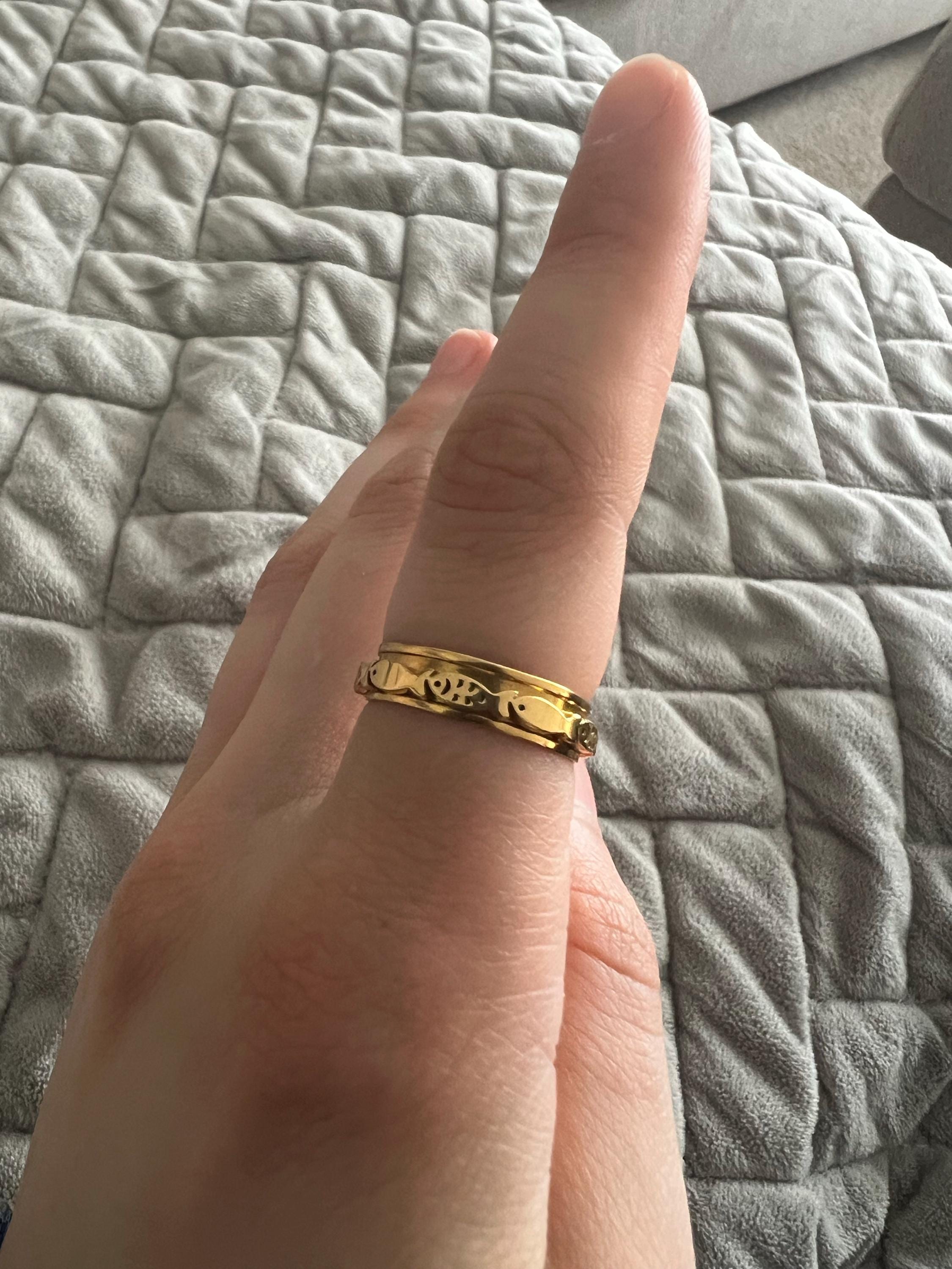 Swimming Fish Spinner Ring in Gold, Fish Ring, Fishing Lovers Ring, Fish Ring, Anxiety Ring, Good Luck Ring, Animal Ring, for Him, for Her,